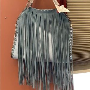 Baby Blue Suede Shoulder Bag